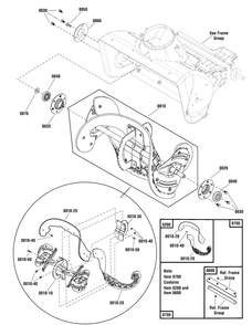 Auger Group Diagram and Parts List for 1696507-00-1222EED 2015 Briggs and Stratton Snow Blower